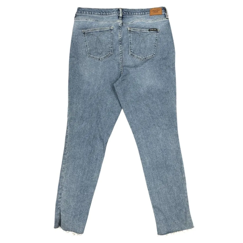 NEW Calvin Klein Womens High-Rise Frayed Hem Skinny Jeans Sz 31 Light Wash Denim - Image 7