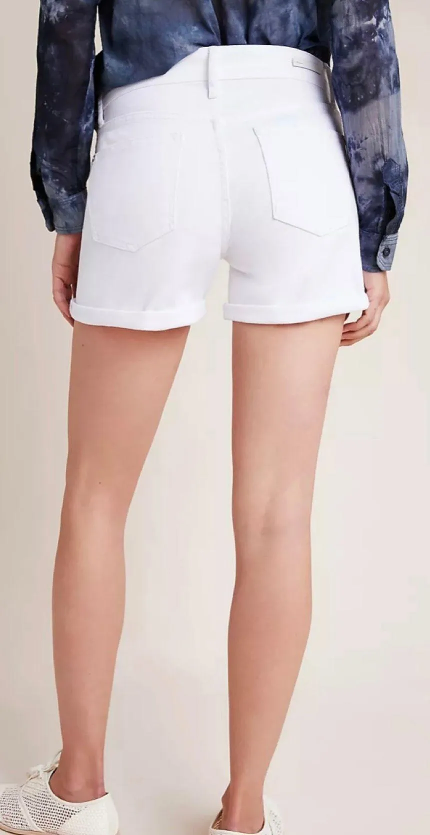 Anthropologie NWT $88  Pilcro White High-Rise Slim Boyfriend Denim Shorts 25 - Image 2