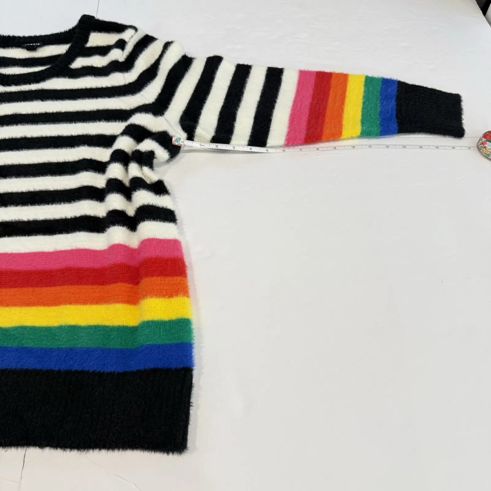 Torrid Colorful Rainbow Striped Eyelash Pullover Crew Neck Sweater Size 2X - Image 13