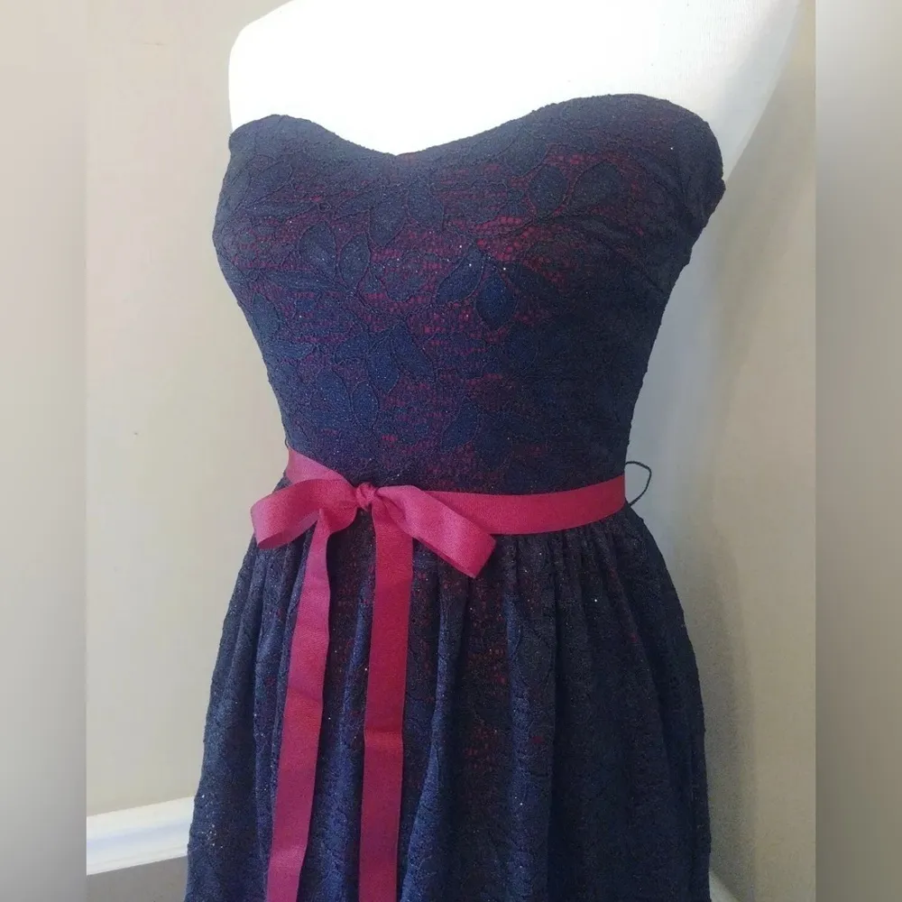 Black Lace Strapless Glitter Modcloth Party Dress Yellow Star Whimsigoth Fairy - Image 4