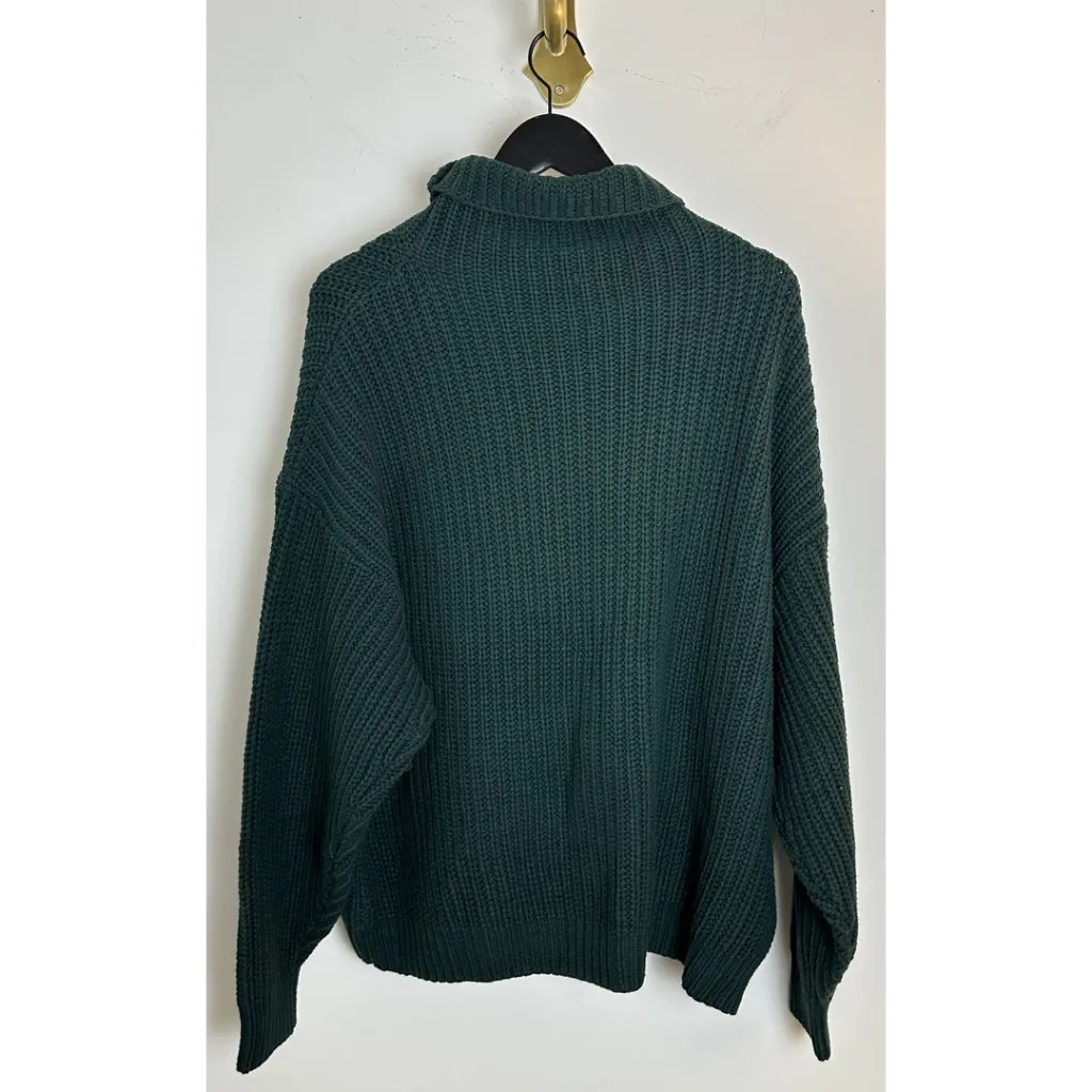 FREE PEOPLE Swim Too Deep Turtleneck Sweater in Evergreen Size Small - Image 3