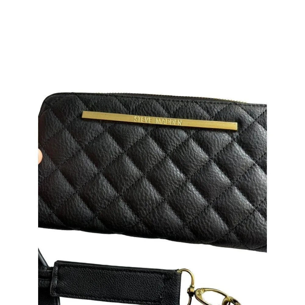 Steve Madden Black Quilted Tote & Wallet Set- note wear - Image 2