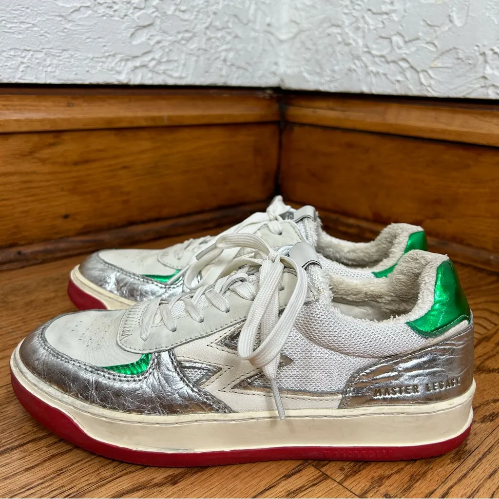 Moa | Master Of Arts In Multi Green Silver Leather Red Sole Sneakers Size 7.5 - Image 3