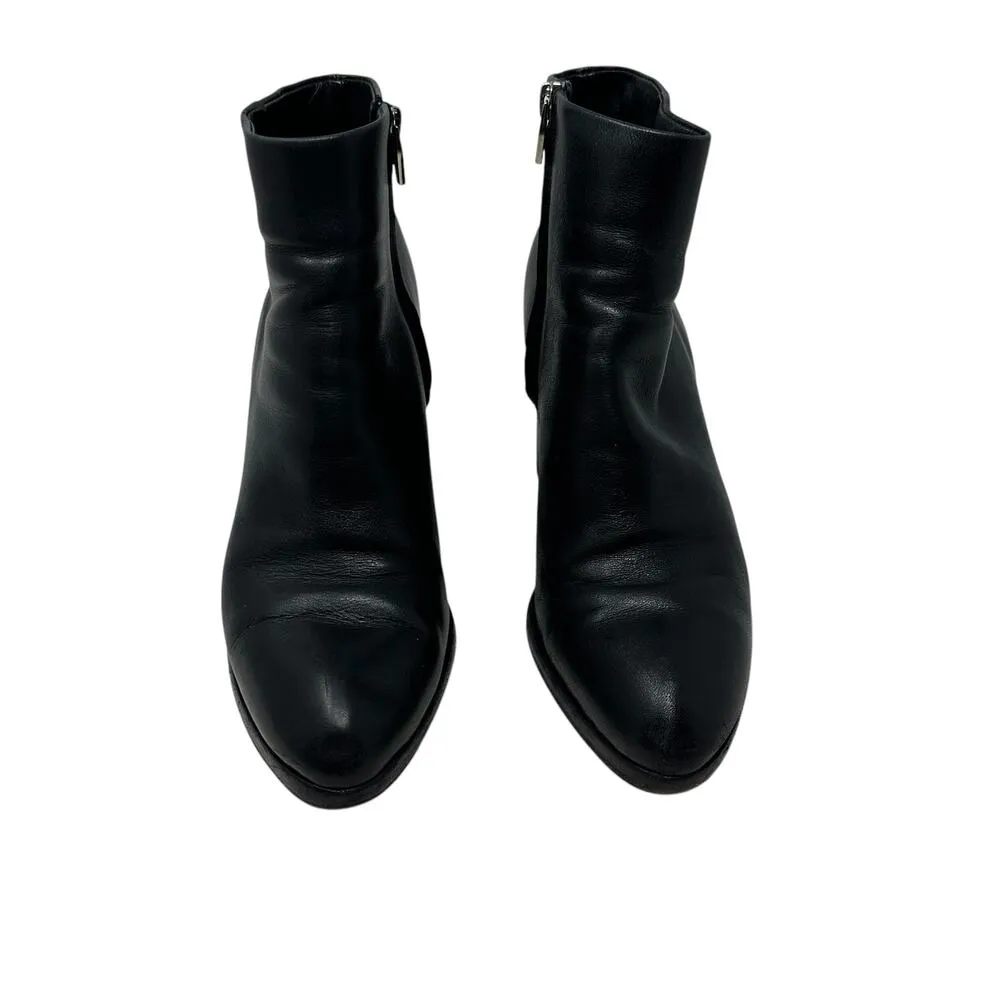 Alexander Wang Gabi Ankle Booties Leather Cut Out Heel Black Size 38.5 US 8.5 - Image 4