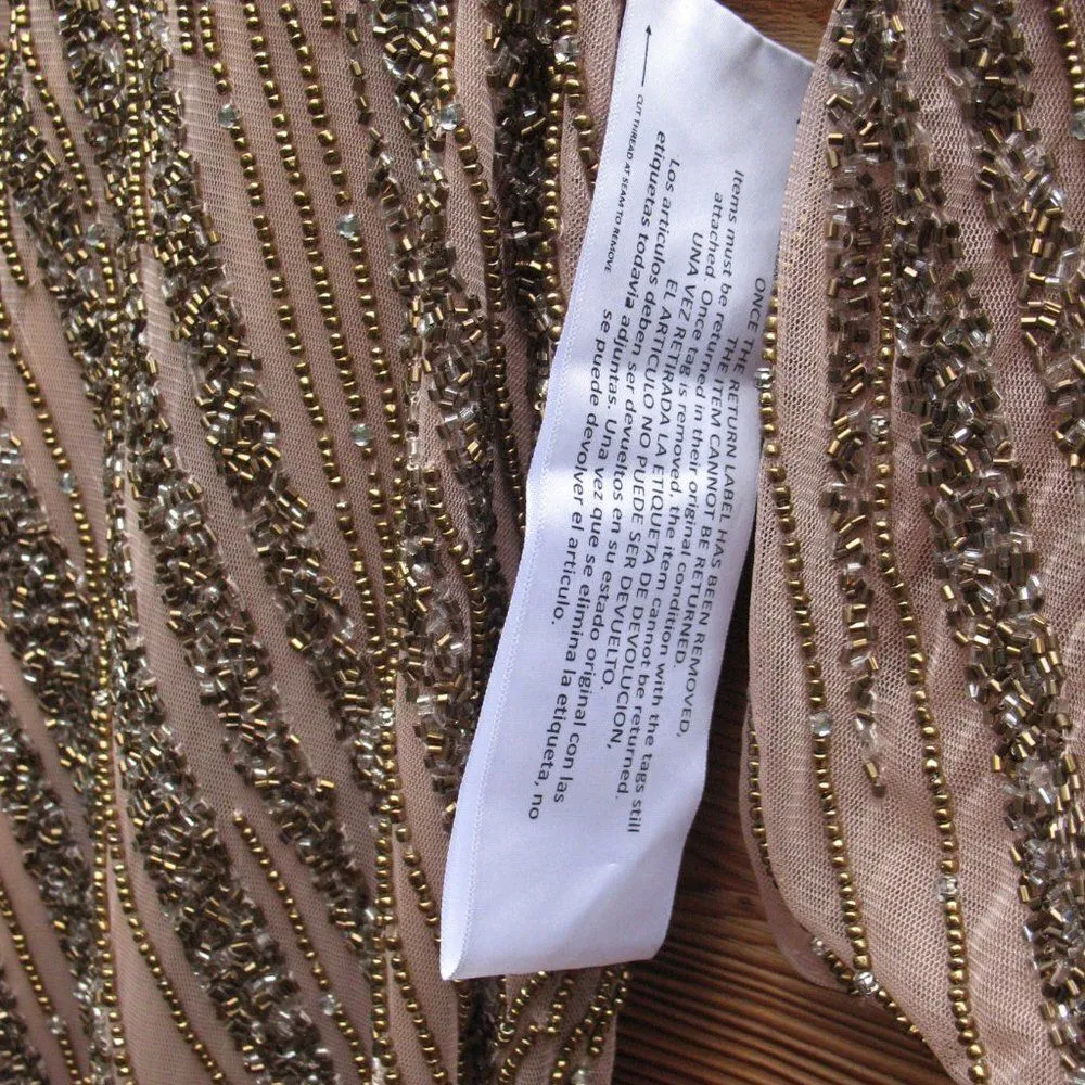 Mac Duggal Long Sleeve Beaded Column Gown Dress Mocha Size 4 - Image 13