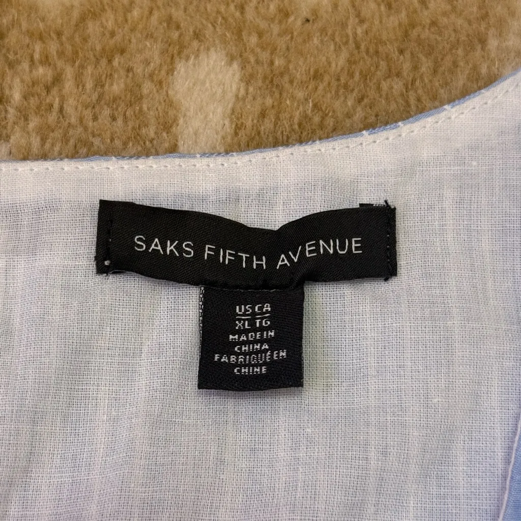 Saks Fifth Avenue NWT blue and white stripe lined tank women’s size XL - Image 6