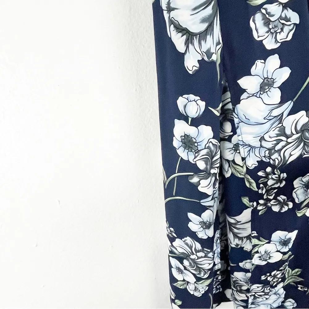 ALTAR’D STATE Blue Floral Smocked Bodice On/Off Shoulders Side Split Maxi Dress - Image 9