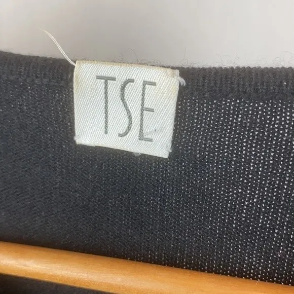 TSE Black & Brown Plaid Print Button Up Cardigan Sweater L - Image 7