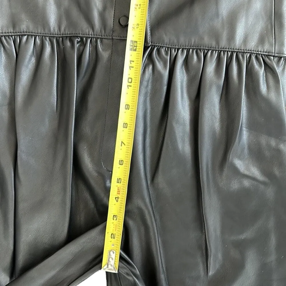 NEW $395 Rebecca Taylor Black Vegan Leather Romper Long Sleeve Shorts Size 4 - Image 11