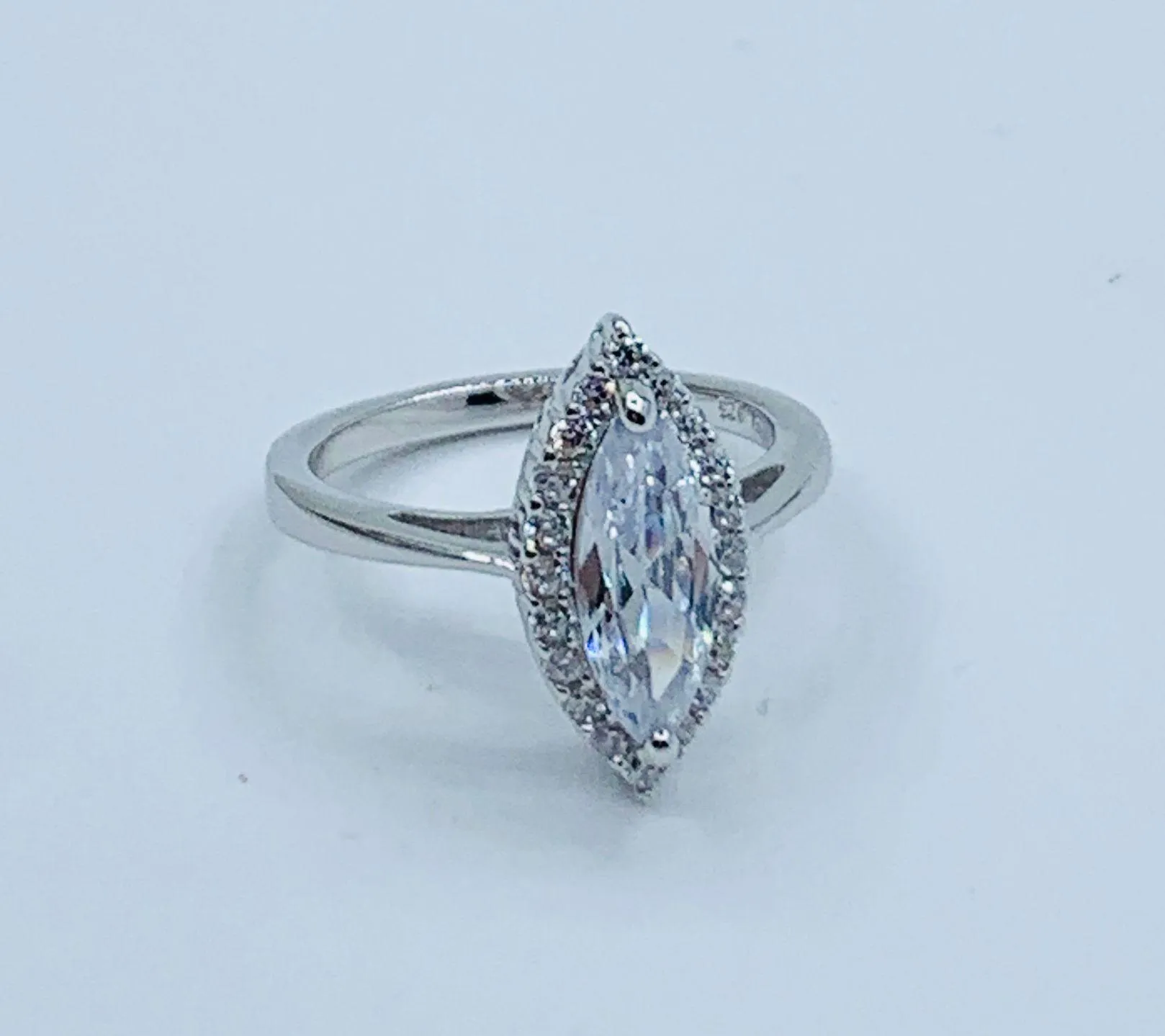 925 Sterling Silver Women’s Ring 14mm Marquise stone cubic zirconia - Image 2