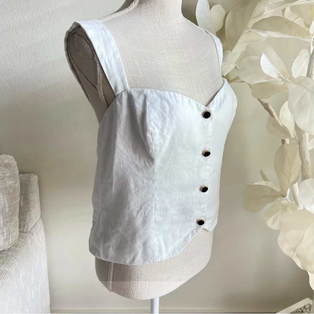 Reformation Kimberly White Button-Down Linen Women's Top - Image 5