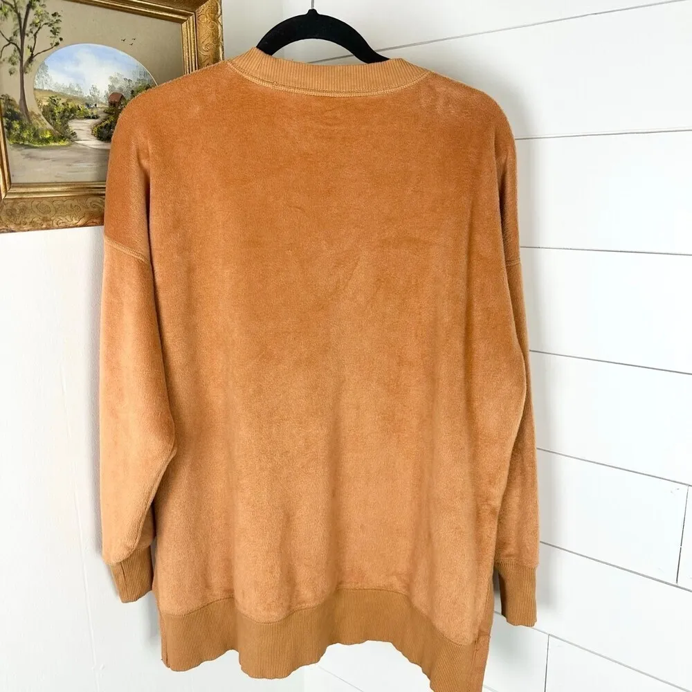 Aerie Oversized Coziest Desert Sweatshirt Size Medium Soft Velour Crewneck - Image 3