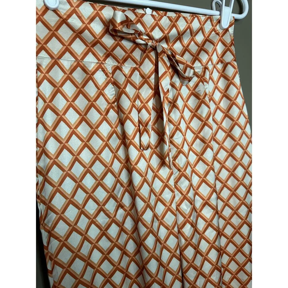 NWT Cider Silky Orange And White/Cream Flare Bootcut Pull On Pants Size XS - Image 4