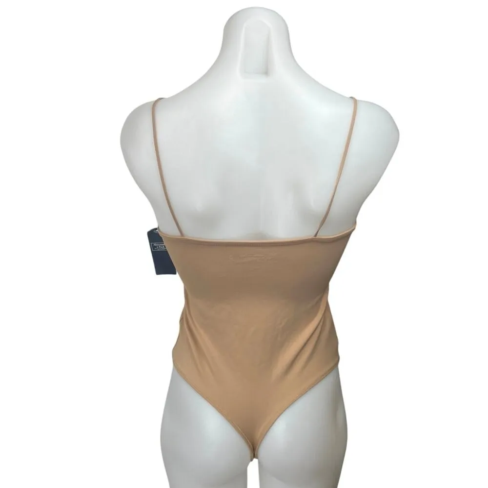 NEW Abercrombie & Fitch Tan Stretch Cami Camisole Tank Bodysuit Top Size M - Image 2