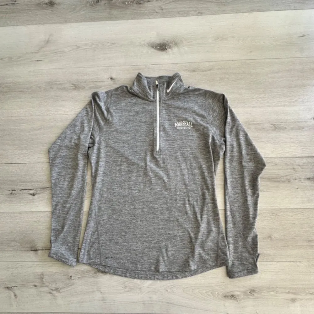 Nike Dri-Fit 1/2 Zip Pullover Marshall University Heather Grey L EUC - Image 4
