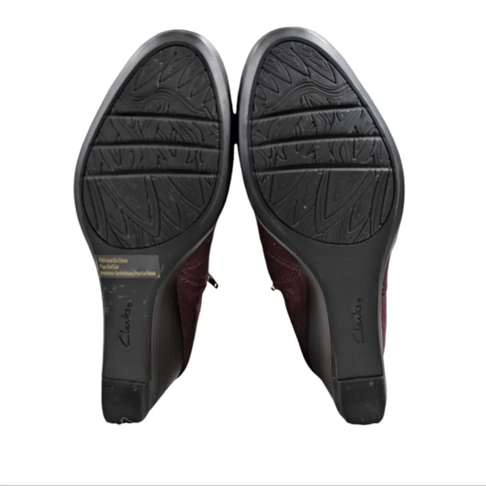 Clarks Crystal Quartz Suede Wedge Boots EUC Size 7W     S2903 - Image 9