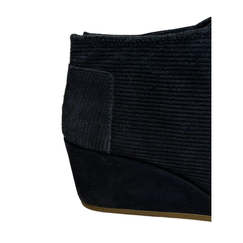 Toms Desert Blue Corduroy Suede Lace Up Wedge Ankle Booties Womens Sz 12 #300615 - Image 2