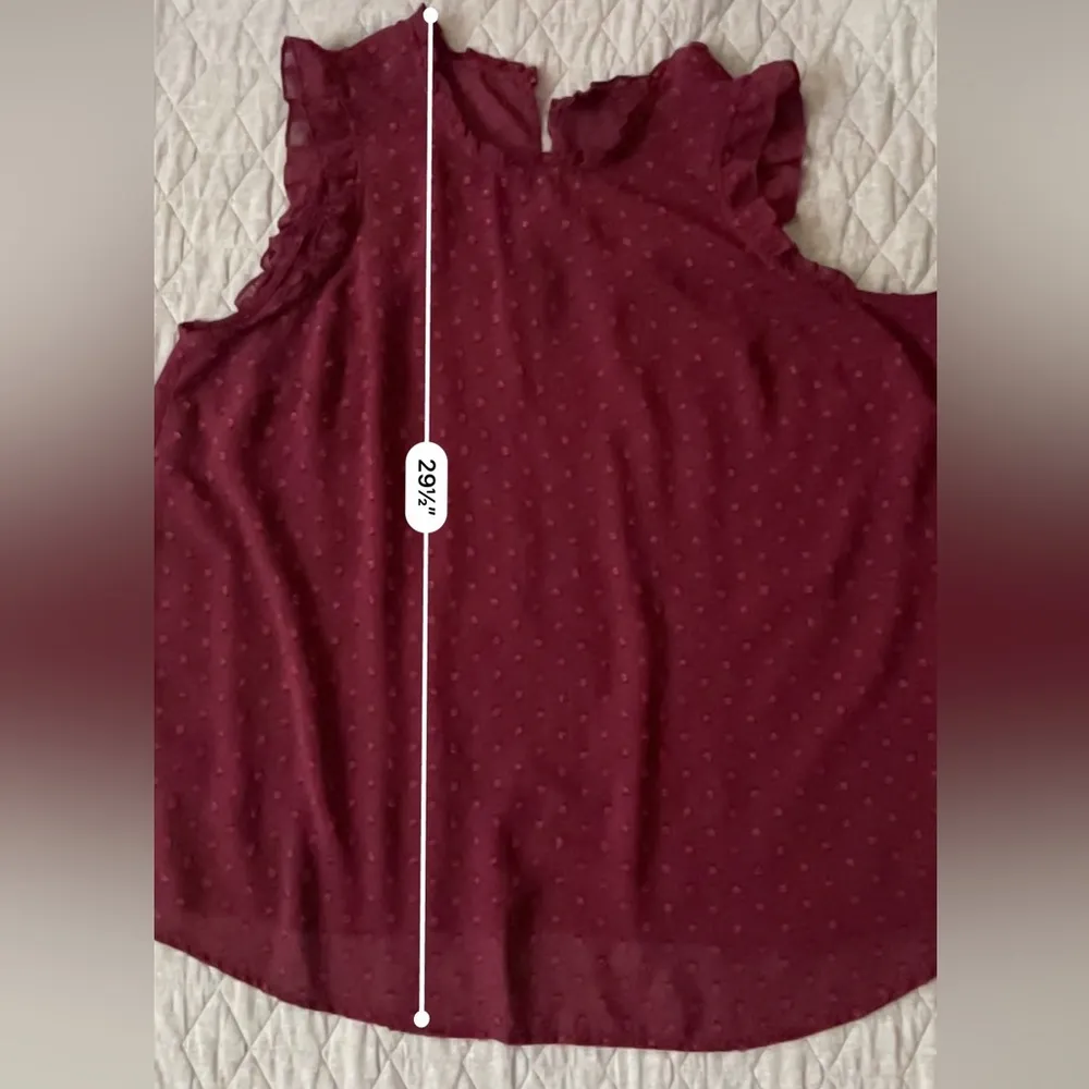 Torrid Chiffon Swiss Dot Mock Neck Tank size 1 equivalent 1X 14/16 burgundy top - Image 11