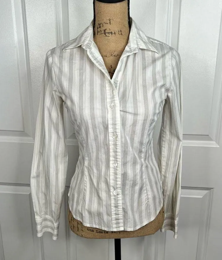 Sz S The Limited White & Black Striped Button Up Dress Shirt $70 MSRP - Image 2