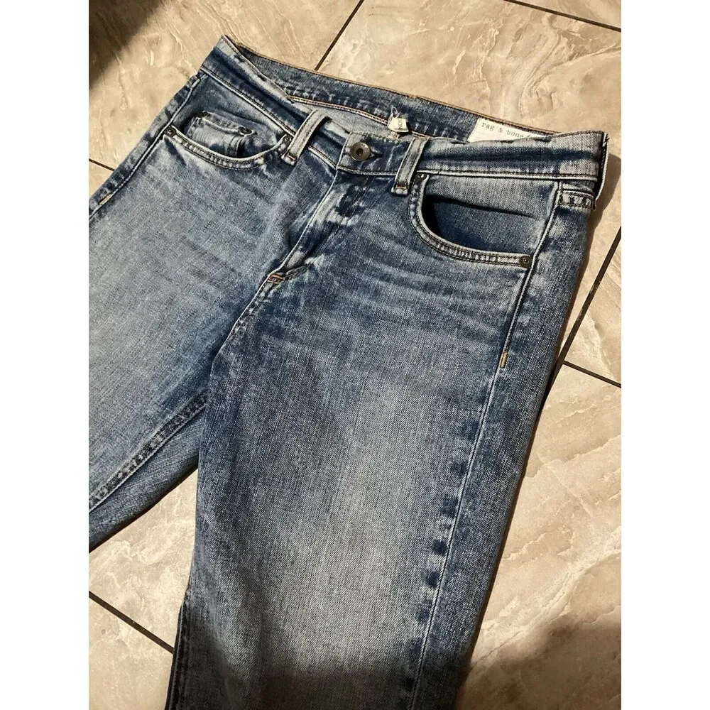 Rag & Bone 10 Inch Dre Acid Blue Jeans Tapered 25 - Image 3