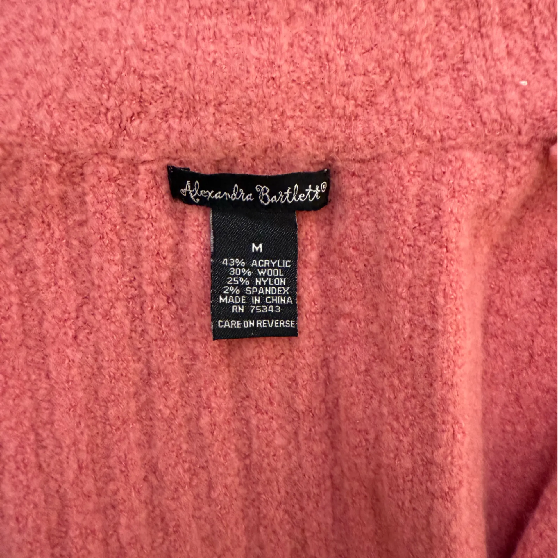 Alexandra Bartlett Pink Boucle Full Zip Mock Neck Wool Sweater Jacket Medium - Image 8