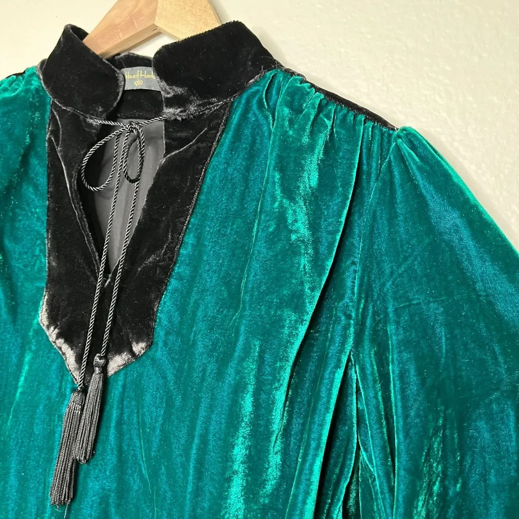 House Of Harlow 1960 x Revovle Green Velvet Long Sleeve Peasant Blouse small - Image 5