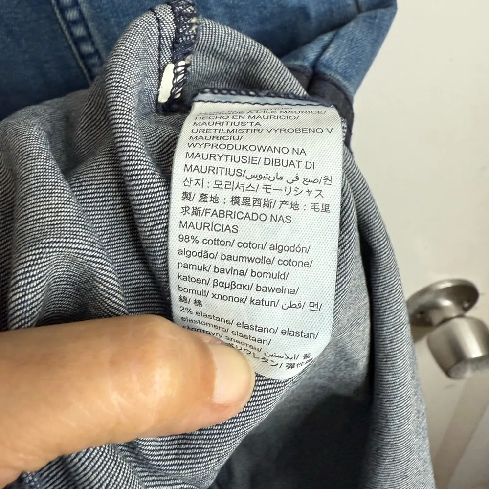 Calvin Klein denim color block vintage women’s sleeveless mini dress M - Image 5