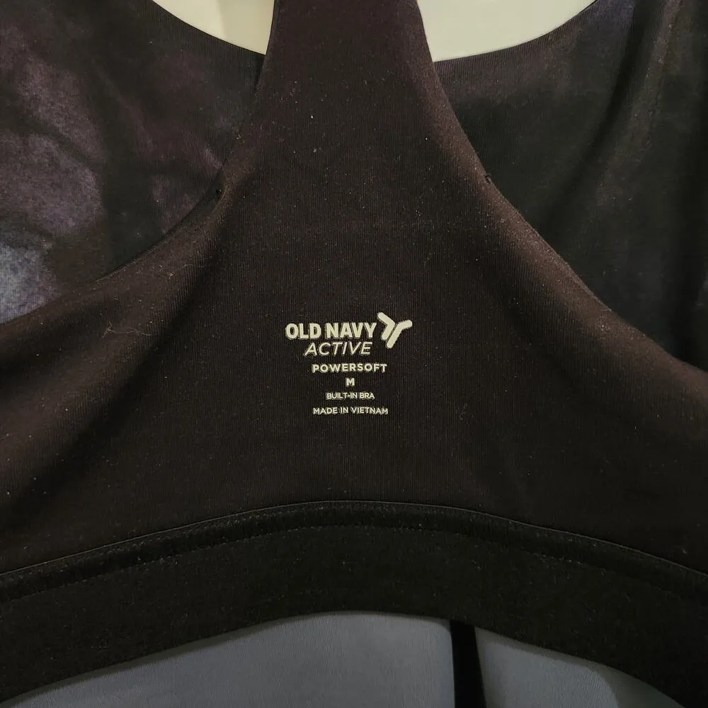 Old Navy Powersoft Activewear Workout Sports Tank Top Built in Bra Black Medium - Image 7