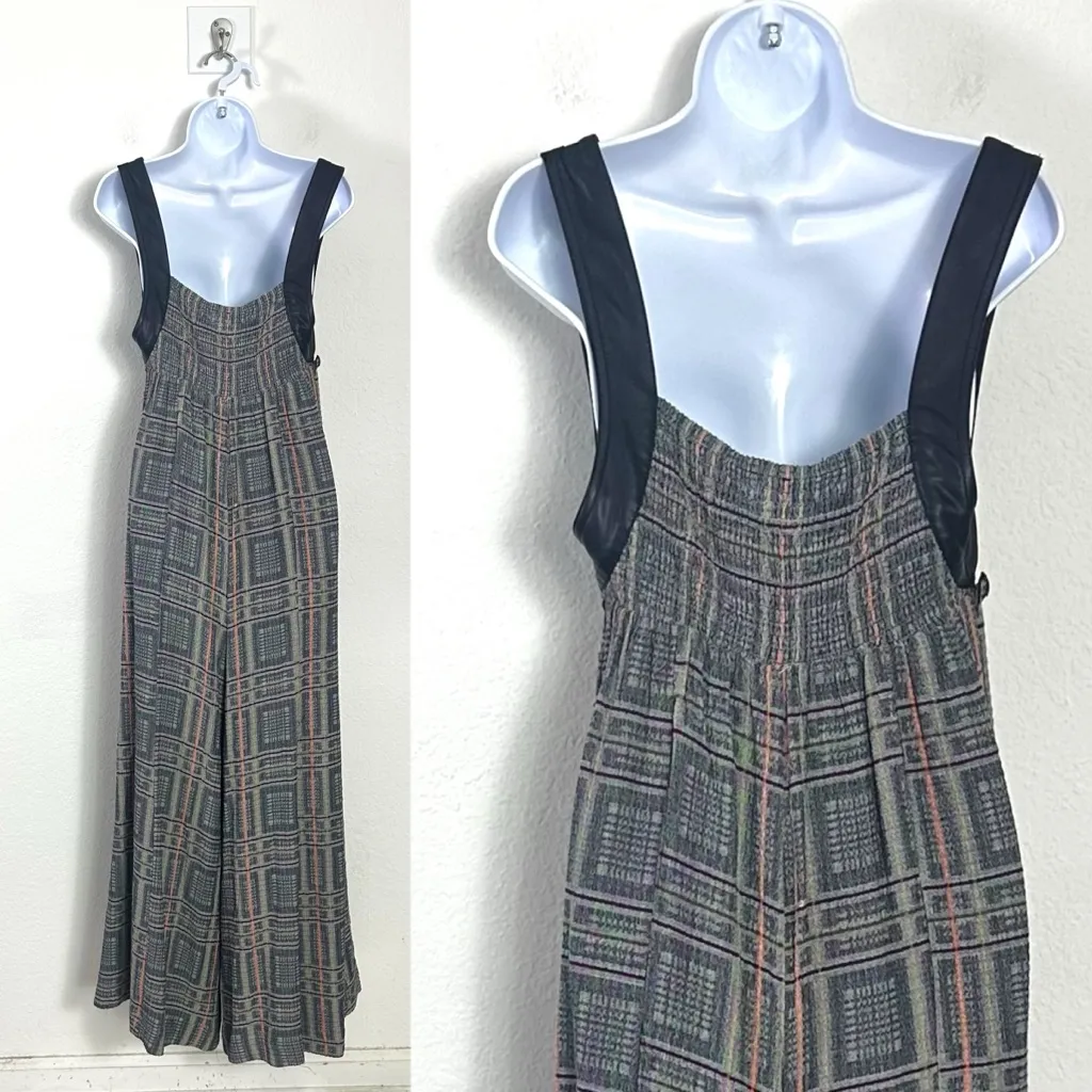 Free People Wide Leg Marley Plaid One Piece Jumpsuit Size Medium NWT Grunge 90s - Image 10