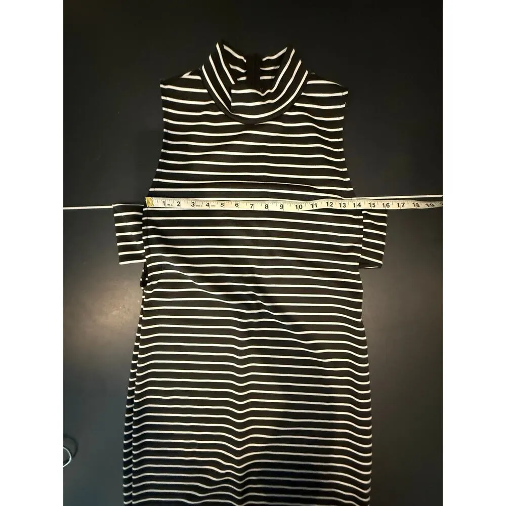 Gianni Bini The Breeze Black White Striped Midi Dress - L - Image 6