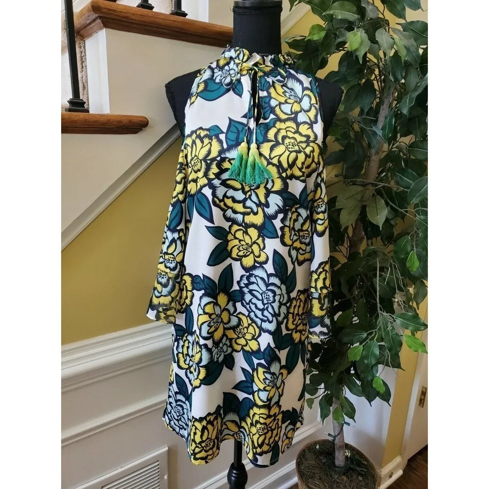 KAS New York Floral Print Dress Size Small White - Image 11