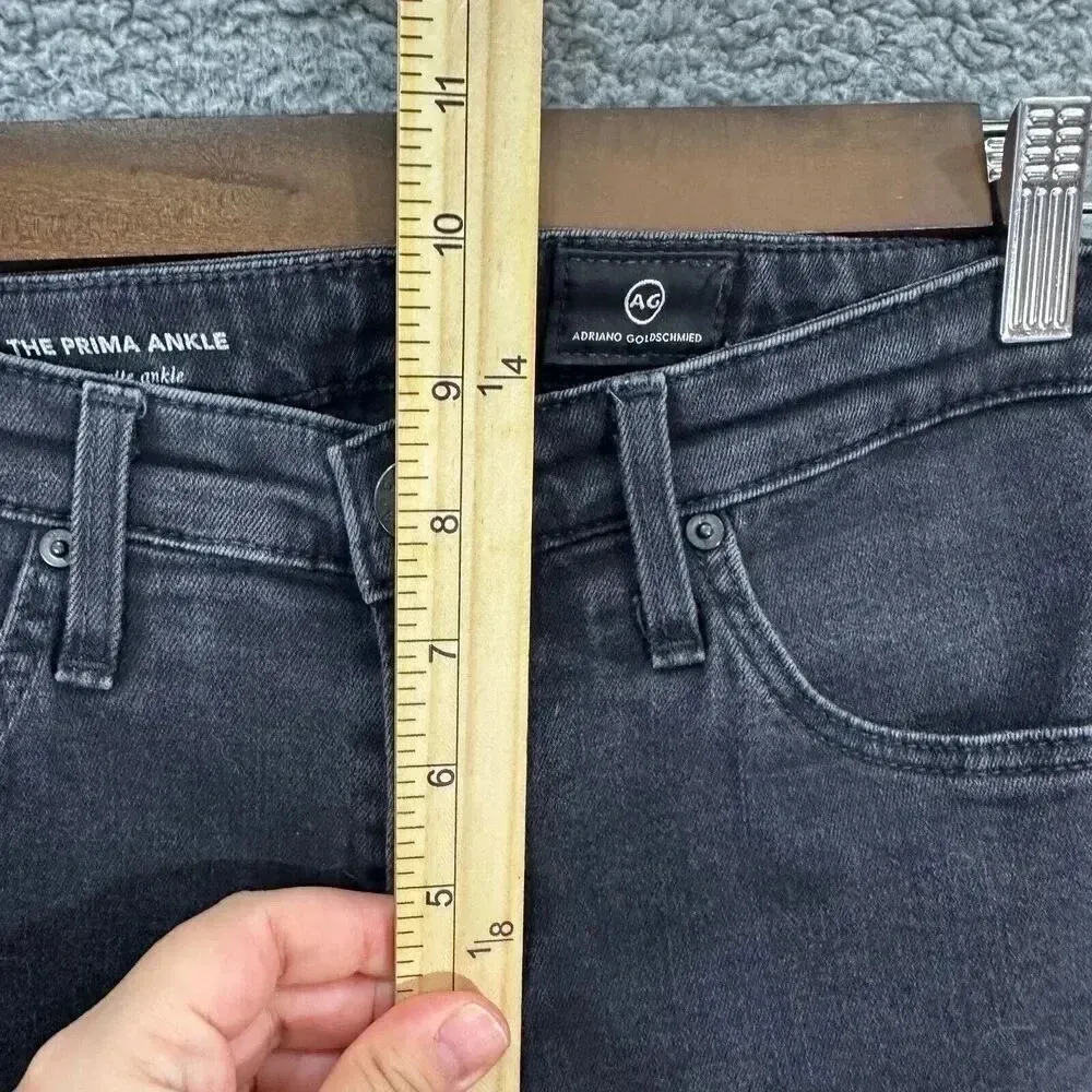 AG ADRIANO GOLDSCHMIED jeans 26 The Prima‎ Cigarette Leg Black Pants chewed hem - Image 9