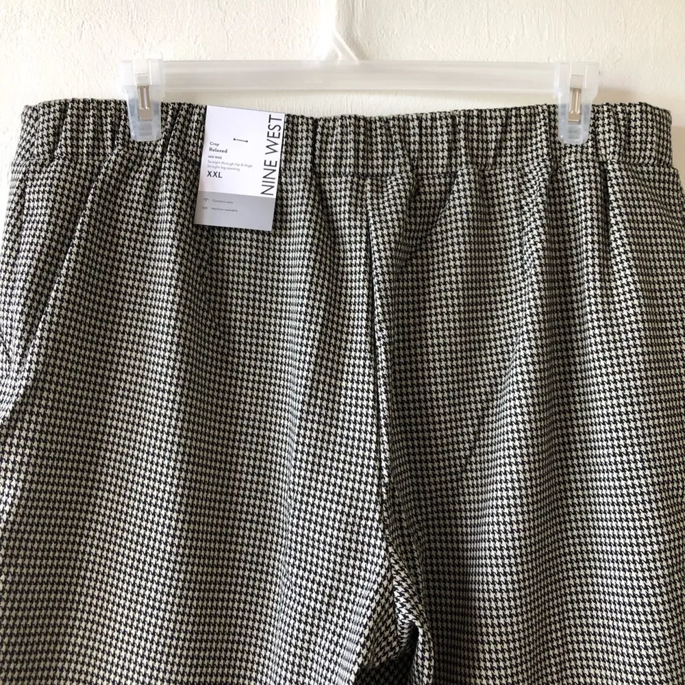 Womens Nine West Relaxed Crop Pull-On Pants XXL Camel Black Houndstooth New - Image 9