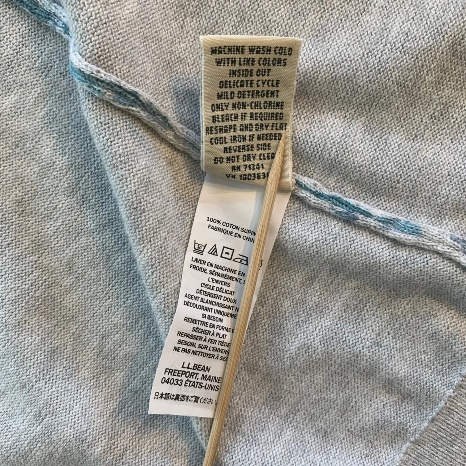 LL Bean Supima Cotton Floral Cardigan Sweater Women's Size M Light Blue Gray Size M - Image 5