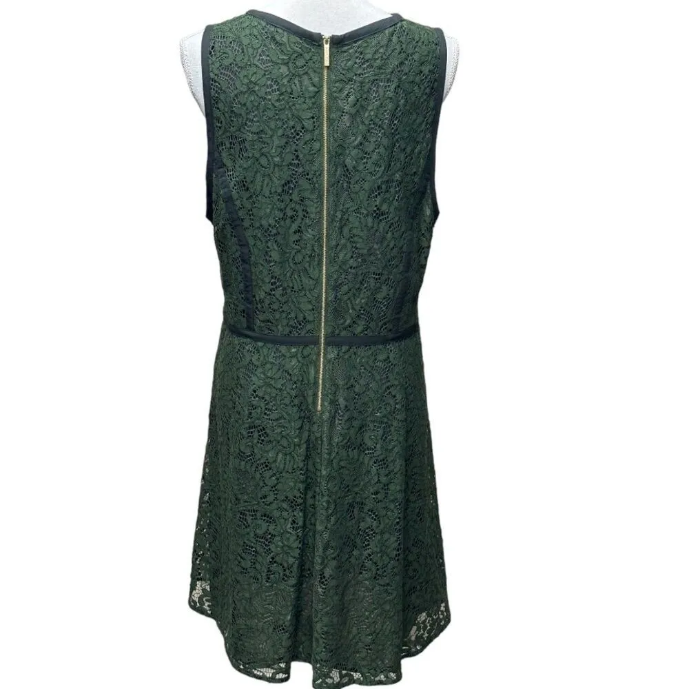 Michael Kors Green Lace Fit & Flare Cocktail Office Holiday Date Dress Size L‎ - Image 5