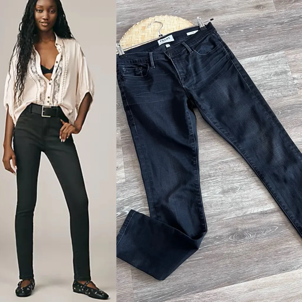 FRAME denim ale Garçon mid‎ rise skinny jeans in elm street black wash - Image 2