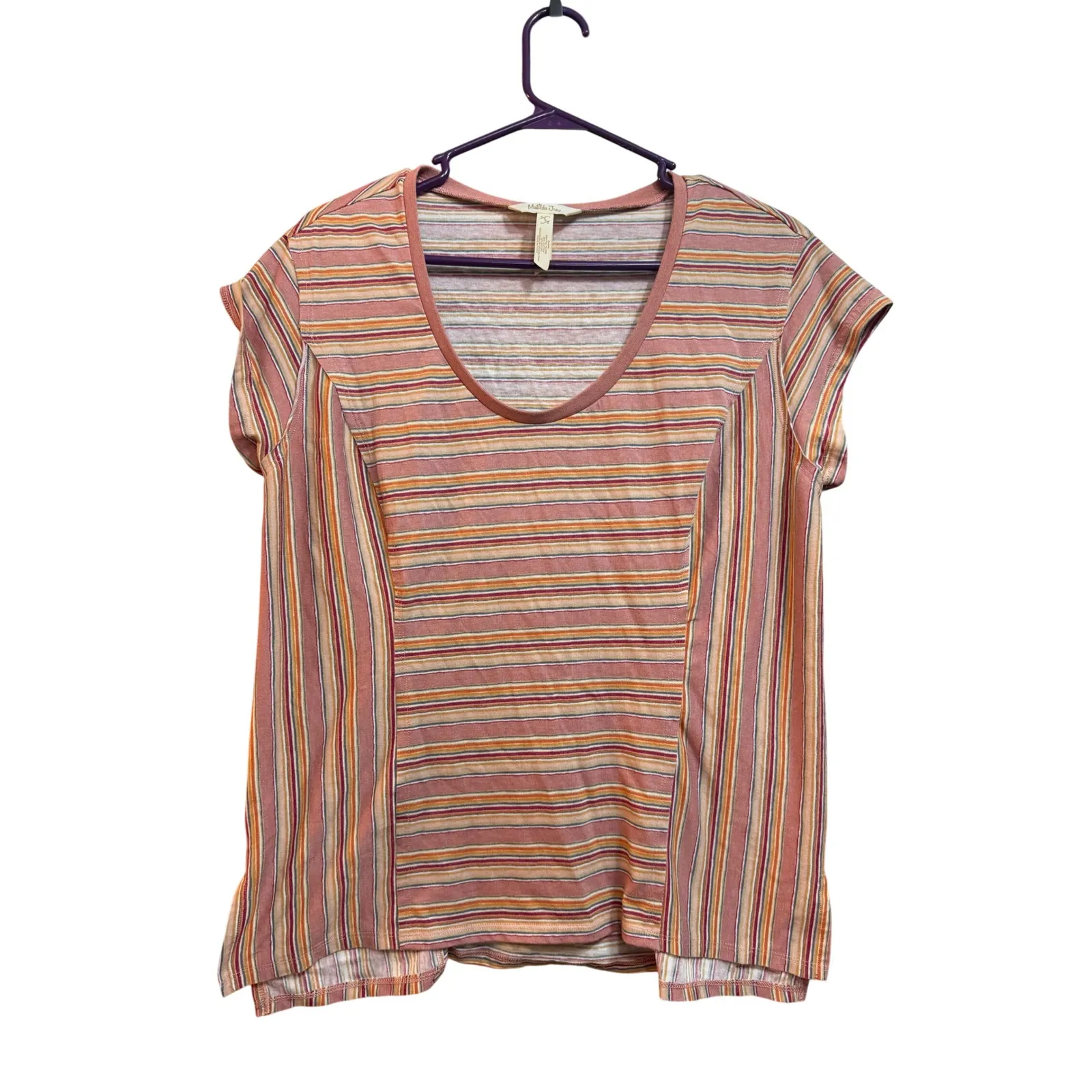 Matilda Jane Striped Short Sleeve Scoop Neck Top Women's Casual Summer Basic - Image 2