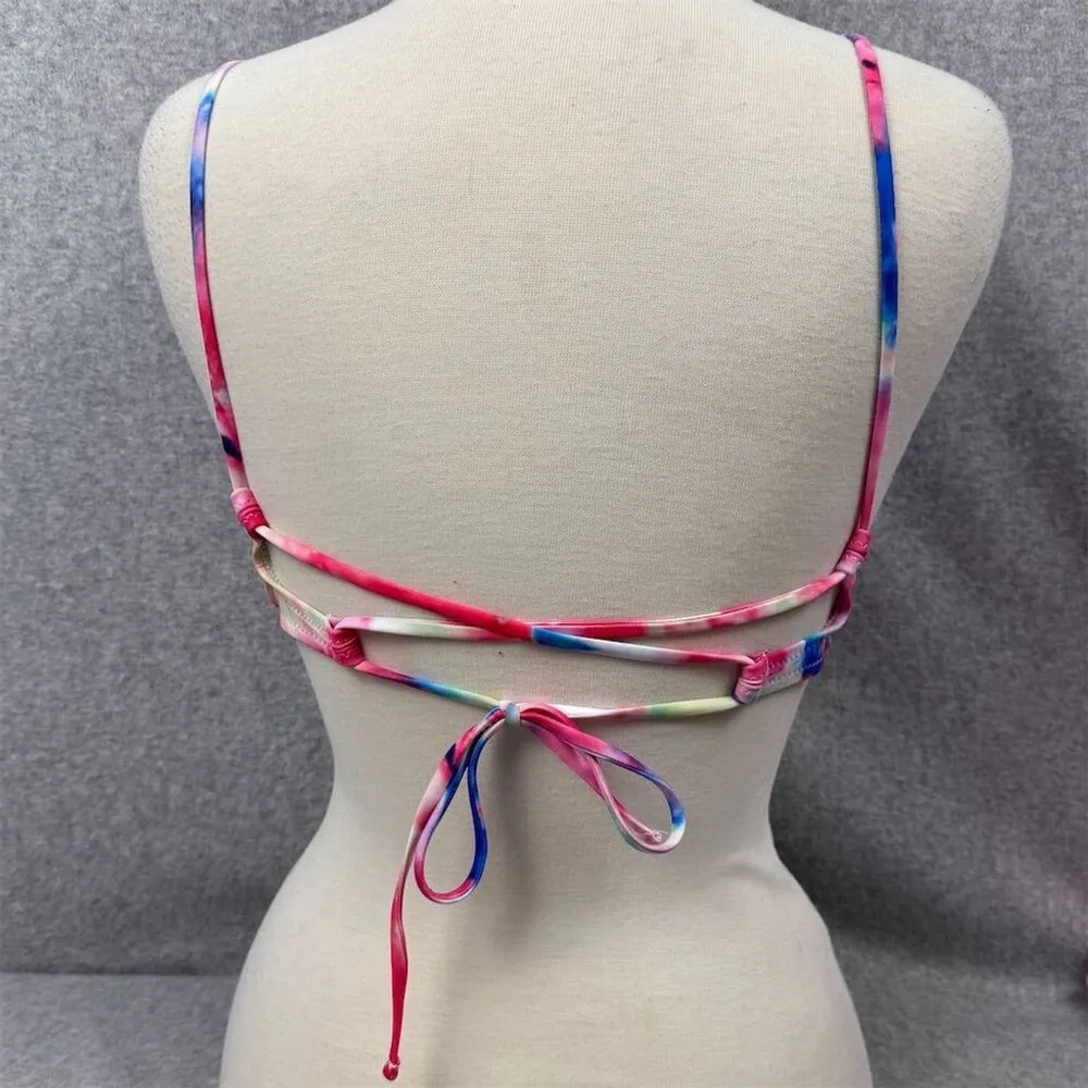 Zaful Women's Tie Dye Lace-Up Bikini Set High-Leg Size 6 Multicolor - Image 3