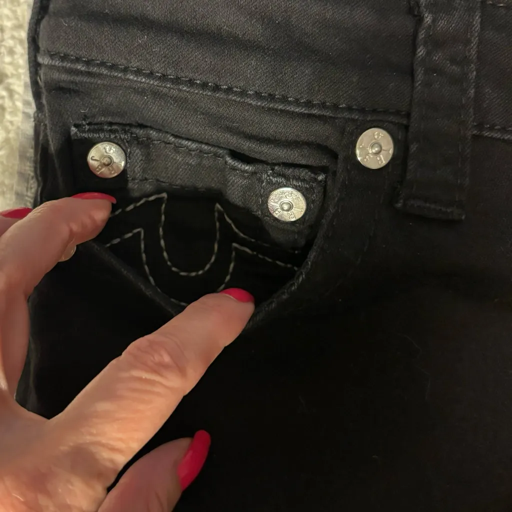 True Religion Halle Single Needle Mid Rise Super Skinny Black Jeans Size 30 - Image 7