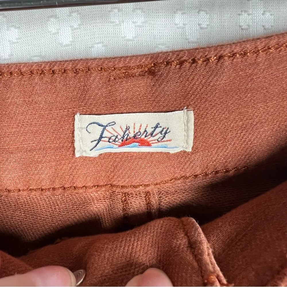Faherty Burnt‎ Orange Stretch Terry Patch Pocket Bootcut Pants - Image 3