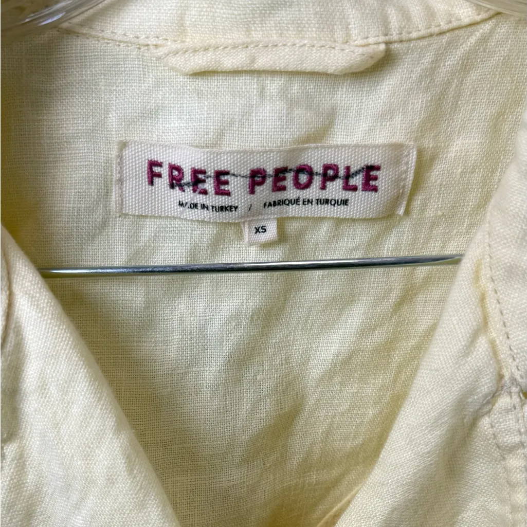 Free People Bennie‎ Crop Blazer Linen Yellow Size XS - Image 4