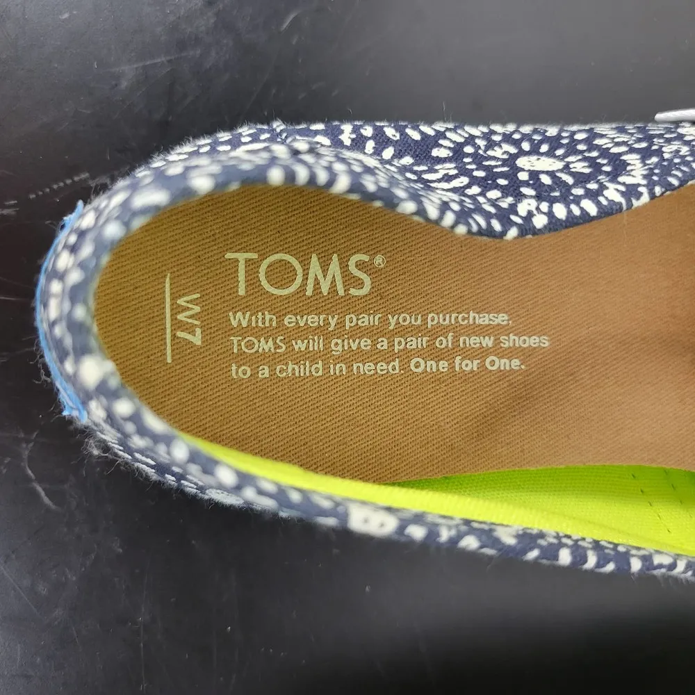 Toms Classic Womens Shoes Size 7 Navy Shibori Dots Canvas Slip On Espadrilles - Image 3