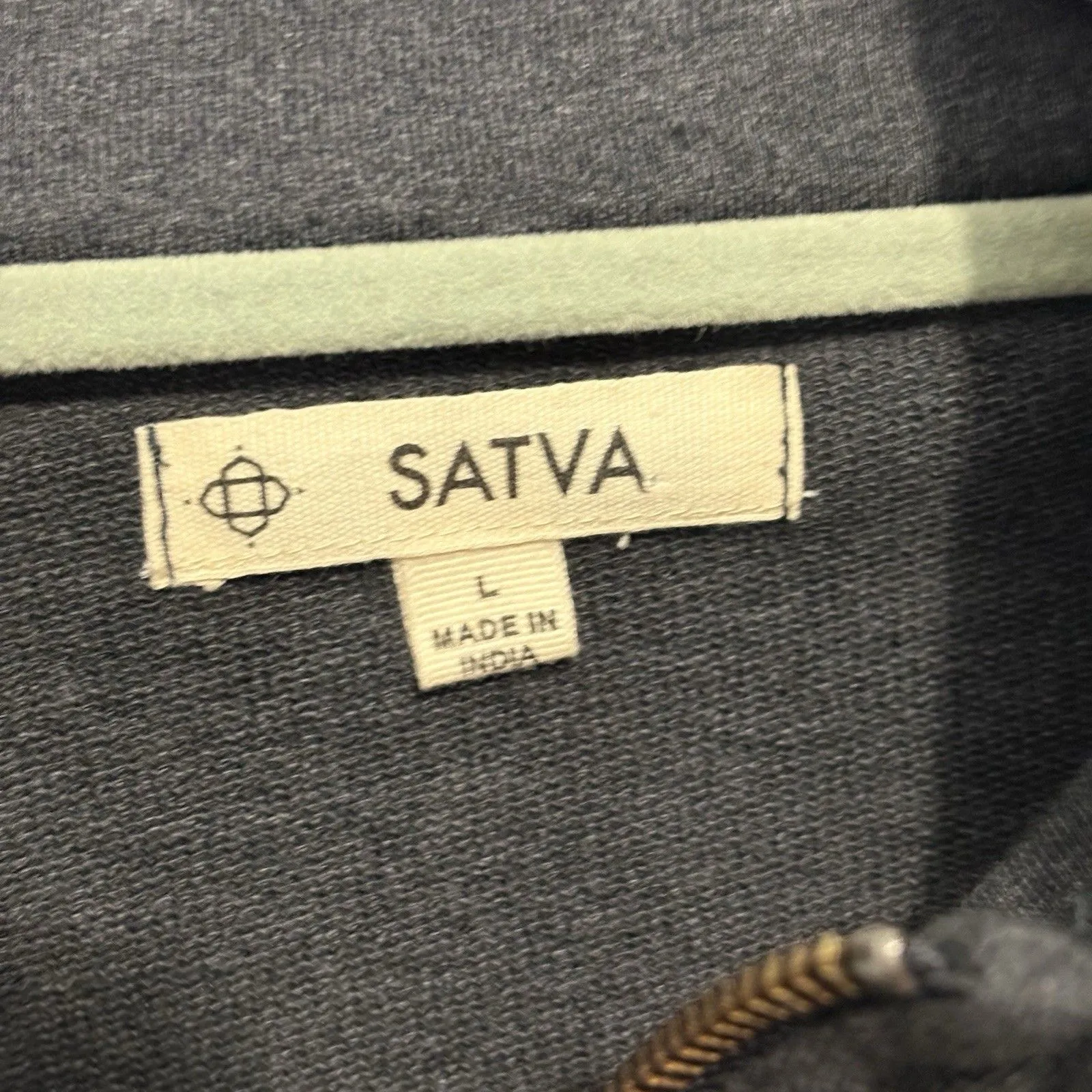 Satva Organic Cotton Jacket Semi Fitted Giri Gray Heather Size Large Athleisure - Image 6