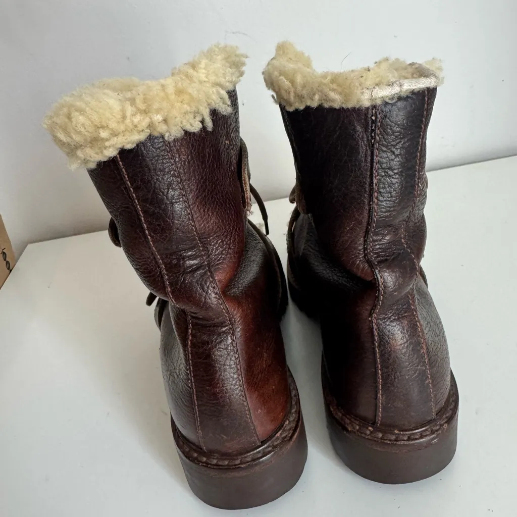 RALPH LAUREN POLO SPORTSMAN Leather Lace-Up Ankle Boots Shearling Wool 7.5 - Image 5