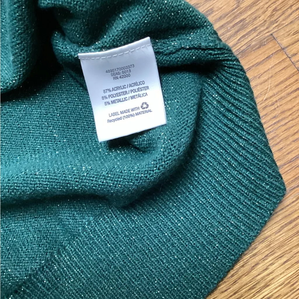 Basic Editions Y2K Glitter Sweater. Size XL Green - Image 6