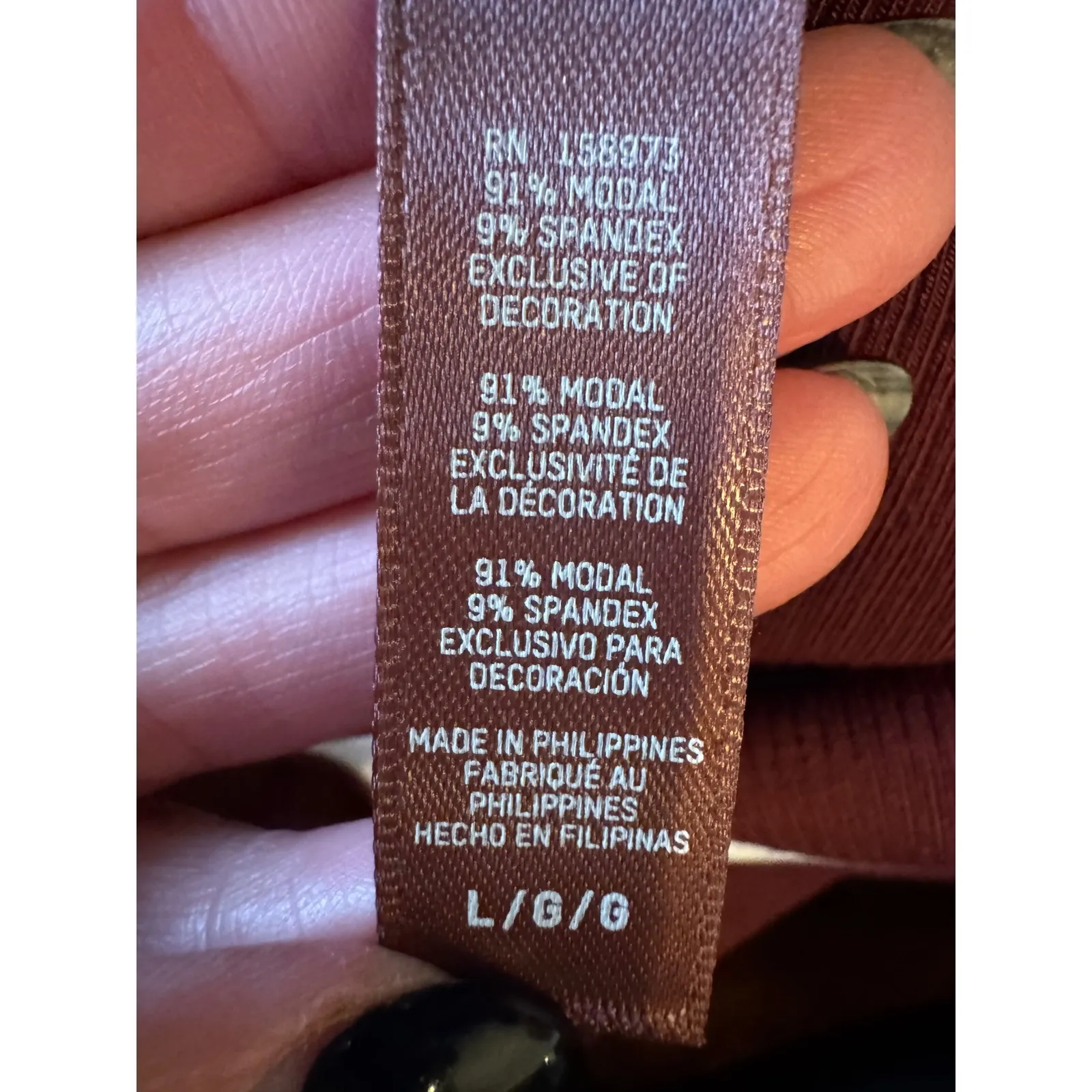 SKIMS Dress Women Large Maroon‎ Soft Lounge Ringer Tee Maxi Sleep Shirt NWT - Image 9