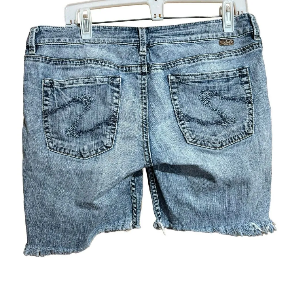 Silver Jeans Shorts Womens 32 35 Blue Eden Distressed Fringe Hem Cutoff Bottoms - Image 5