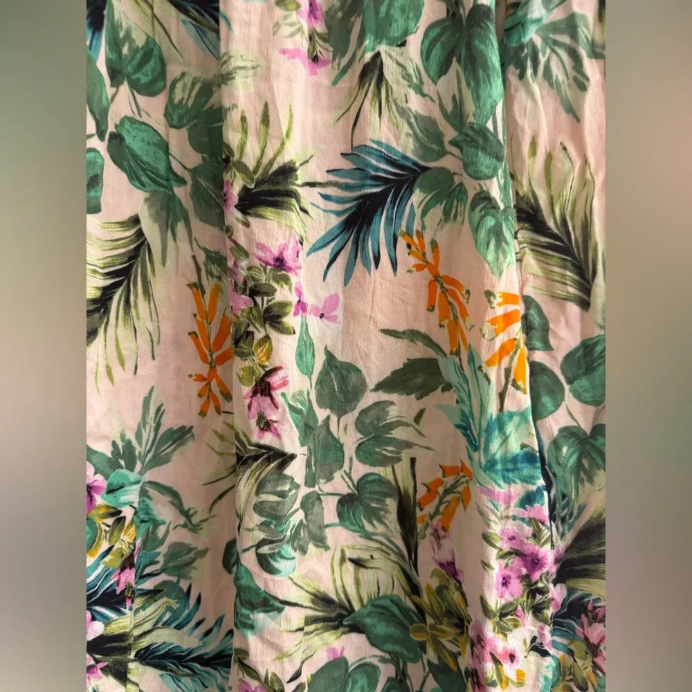 Kona Sol Tropical Floral Print Swim Coverup Smocked Waist Maxi Skirt - size XL - Image 3