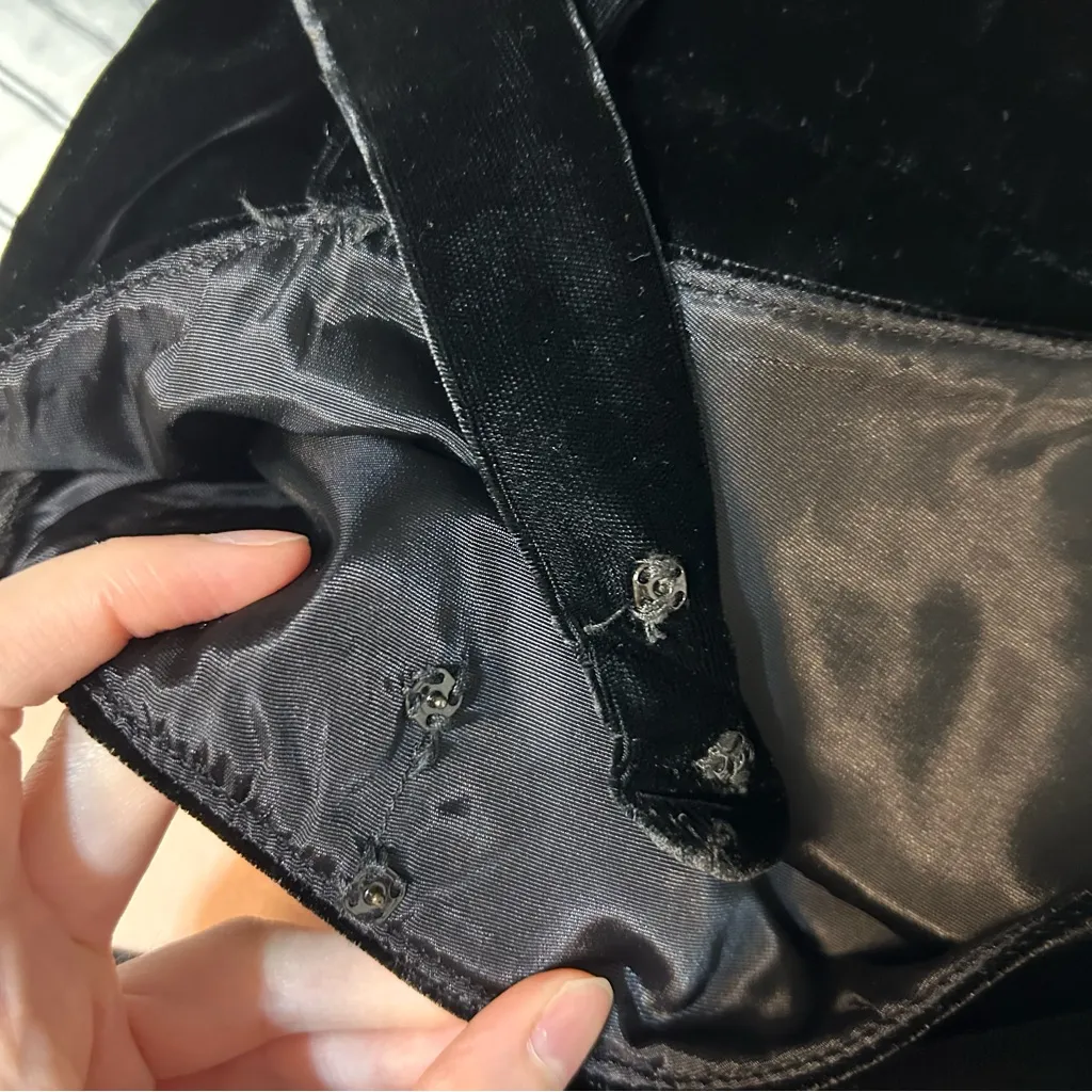 Vintage ILGWU Union Made Black Velvet Maxi Dress Glam Whimsygoth Fairy Regency Size M - Image 6