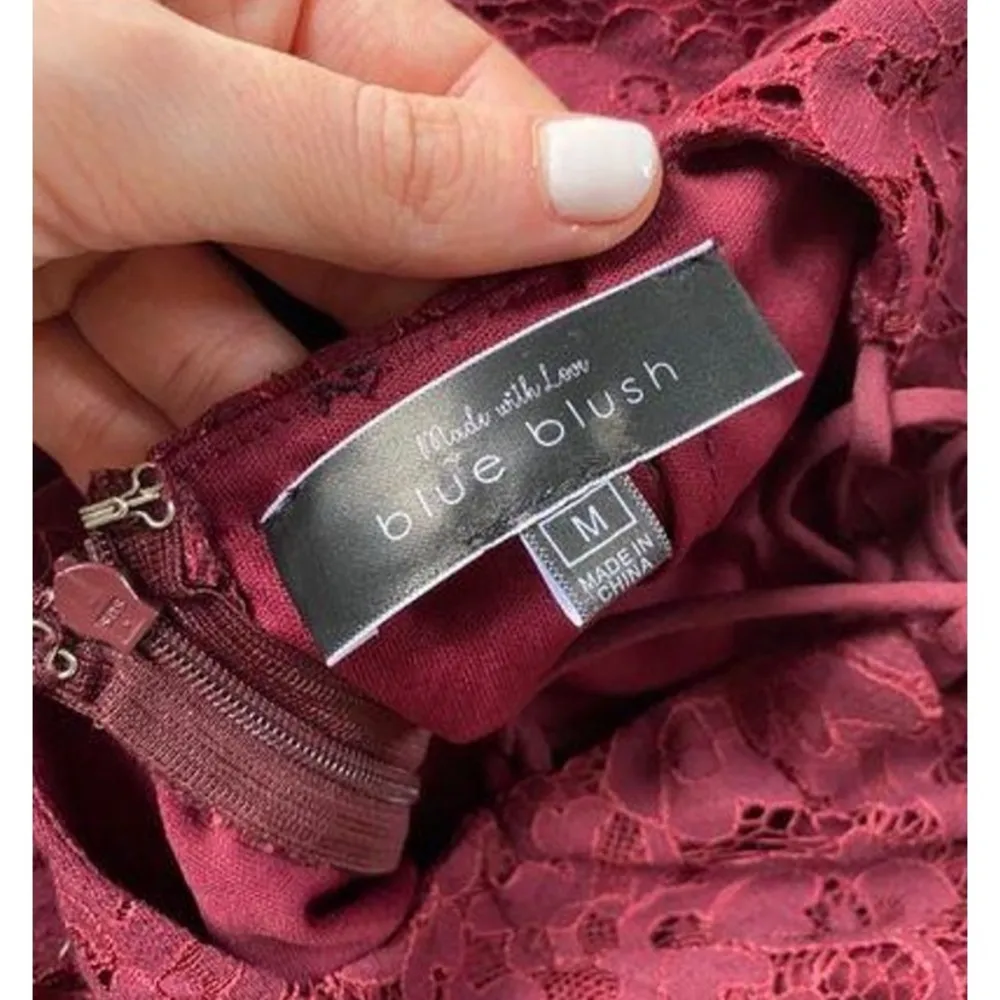 Deep Red/Wine Lace MIDI Dress - Image 3